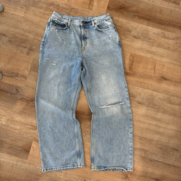 Arizona Jean Company Denim - Arizona Highest Rise Curvy Skater Jean Sz 15 Light Wash Blue Distressed Wide Leg